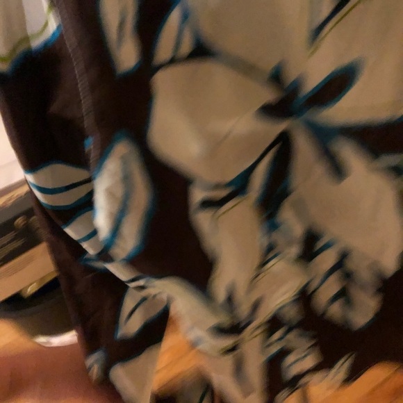 Chico’s XL 14-16 brown tropical print button down shirt pockets Chico’s size 3 - Picture 8 of 8